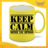 Tazza Fluo Gialla Personalizzata "Keep Calm Sposo" Mug Colazione Breakfast Idea Regalo Per Addii al Celibato Gadget Eventi