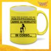 Tazza Fluo Gialla Personalizzata "Serata Tranquilla" Mug Colazione Breakfast Idea Regalo Per Addii al Nubilato Gadget Eventi