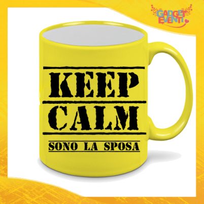 Tazza Fluo Gialla Personalizzata "Keep Calm Sposa" Mug Colazione Breakfast Idea Regalo Per Addii al Nubilato Gadget Eventi