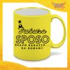 Tazza Fluo Gialla Personalizzata "Futuro Sposo Corona" Mug Colazione Breakfast Idea Regalo Per Addii al Celibato Gadget Eventi
