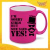 Tazza Fluo Fucsia Personalizzata "I'm Sorry Girls " Mug Colazione Breakfast Idea Regalo Per Addii al Celibato Gadget Eventi