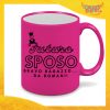 Tazza Fluo Fucsia Personalizzata "Futuro Sposo Corona" Mug Colazione Breakfast Idea Regalo Per Addii al Celibato Gadget Eventi