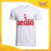 T-Shirt Uomo Bianca Addio al Celibato Maglietta "Futuro Sposo Corona" Gadget Eventi