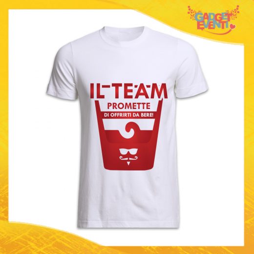 T-Shirt Uomo Bianca Addio al Celibato Maglietta "Giuro Solennemente Team" Gadget Eventi
