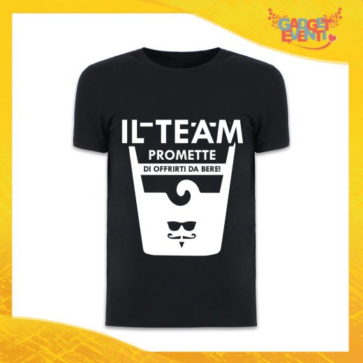 T-Shirt Uomo Nera Addio al Celibato Maglietta "Giuro Solennemente Team" Gadget Eventi