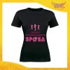 T-Shirt Donna Nera Addio al Nubilato Maglietta "Servizio Affiancamento Sposa" Gadget Eventi