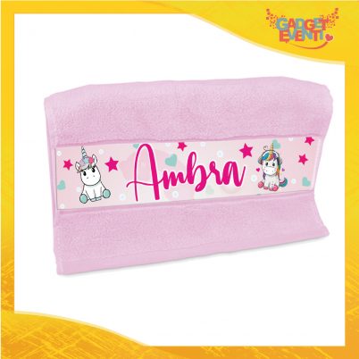 Asciugamano bimba unicorno personalizzabile con nome
