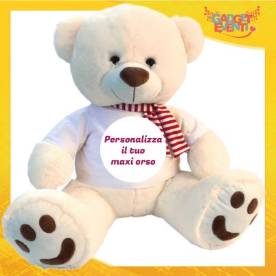 Peluche orso bianco grande personalizzabile con foto e frasi