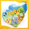 Cuscino cuore paillettes personalizzato con nome bimbo Safari