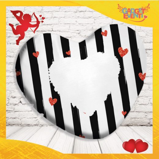 cuscino cuore San Valentino personalizzabile con testo e foto " AMORE A STRISCE "