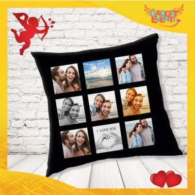 cuscino quadrato personalizzabile con foto " AMORE FOTO COLLAGE "