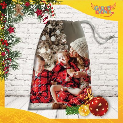 sacco natalizio porta regali personalizzabile con Foto