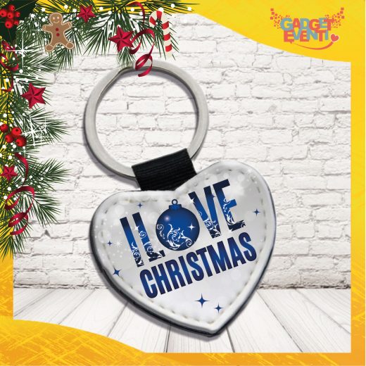 portachiavi in similpelle personalizzato " I Love Christmas "