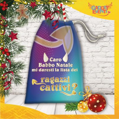 sacco natalizio portavregali personalizzato " Lista Dei Ragazzi/e Cattivi/e R