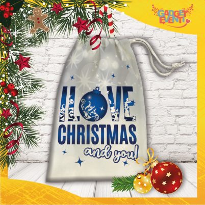 sacco natalizio porta regali personalizzato " I Love Christmas "