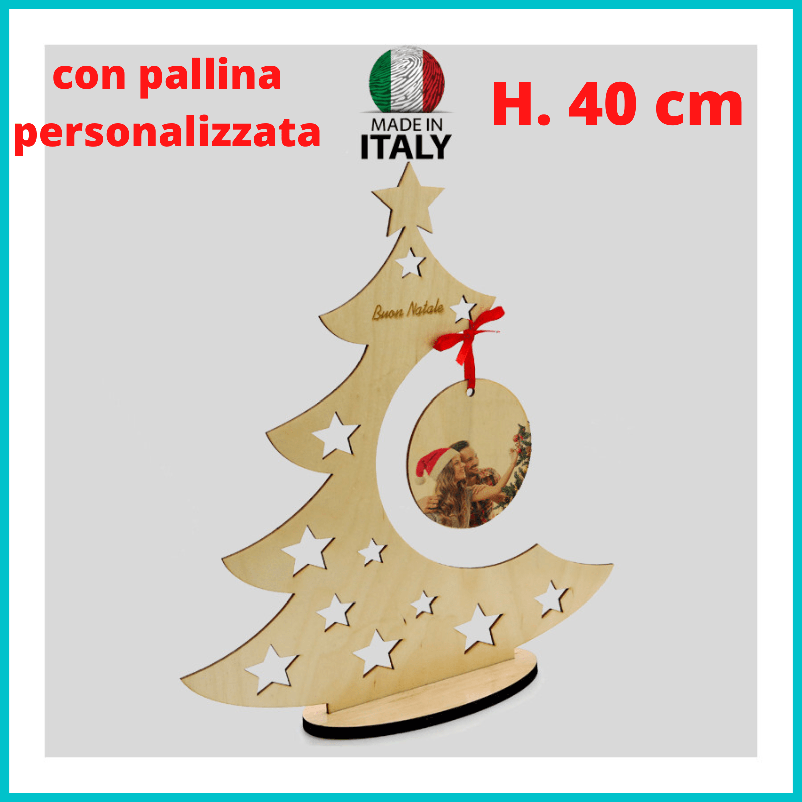 Mini Albero Di Natale Decorazioni natalizie vintage in legno betulla con pallina personalizzata con foto