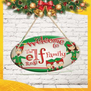 Fuoriporta in legno personalizzato " The Elf Family con Cognome "