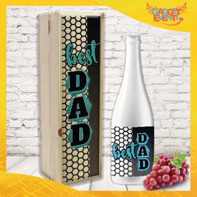 Coppia bottiglia + porta bottiglia personalizzato per festa del papà ” BEST DAD BLU “