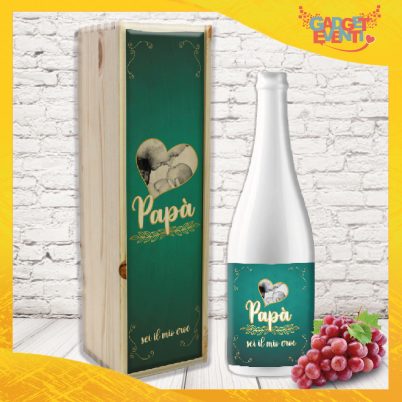 Coppia bottiglia + porta bottiglia personalizzato per festa del papà ” PAPA’ SEI IL MIO EROE CON FOTO “