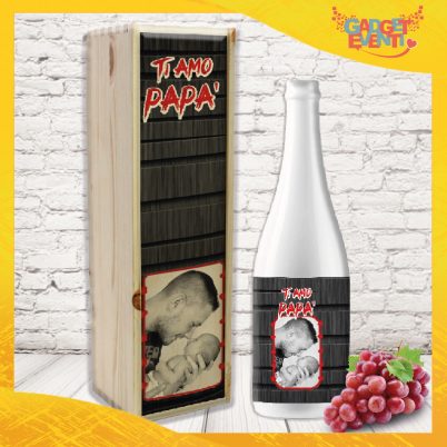 Coppia bottiglia + porta bottiglia personalizzato per festa del papà ”TI AMO PAPA' CON FOTO “