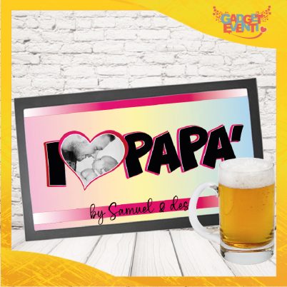 TAPPETINO BANCONE BAR RETTANGOLARE FESTA DEL PAPA' “I LOVE DAD” CON LOGO FOTO PERSONALIZZABILE CON TESTO