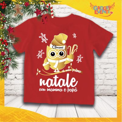 T-shirt natalizia bimbo ''Gufetto'' Rossa