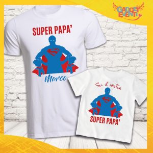 Coppia T-shirt ''SuperDad Hero'' Bianche
