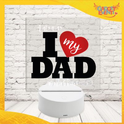 led trasparente quadrato ''Io amo my Dad''