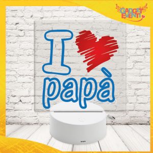 led trasparente quadrato ''Io Amo Papà Azzurro''